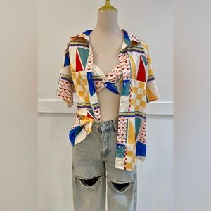 Colorful boyfriend Shirt & bralette set